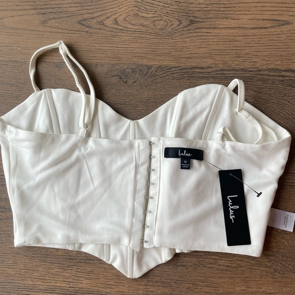 Lulu’s Radiating Romance White Sleeveless Cropped Bustier Top - BNWT - Size M - Picture 7 of 9